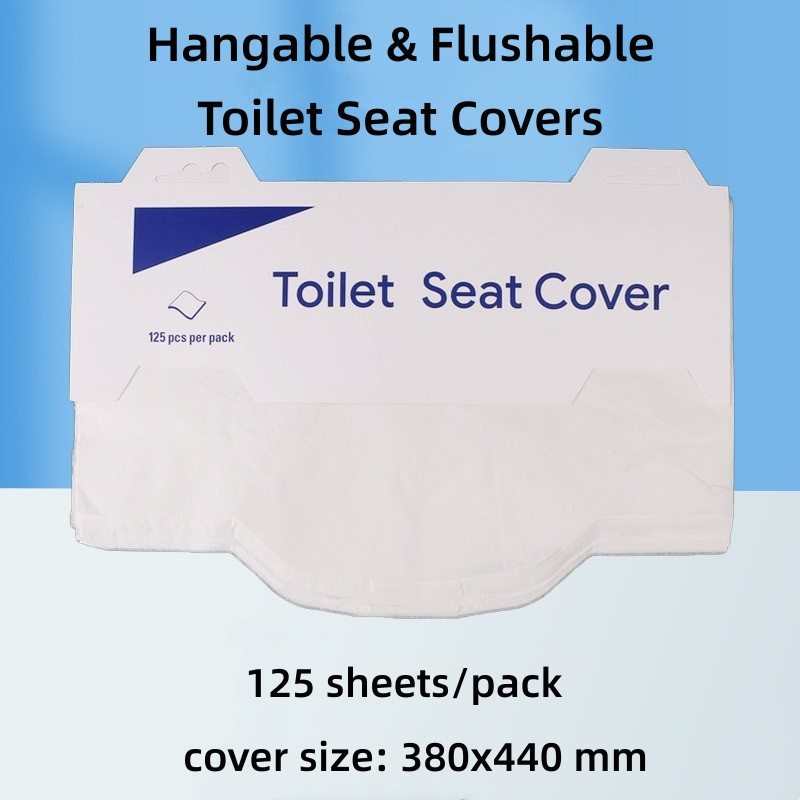 16GSM Hangable Paper Toilet Seat Covers-100% Virgin Paper Flushable& Disposable Half-Fold 1/2 Fold Toilet Seat Cover for Dispensers-1 Pack of 125 Sheets--Cmj