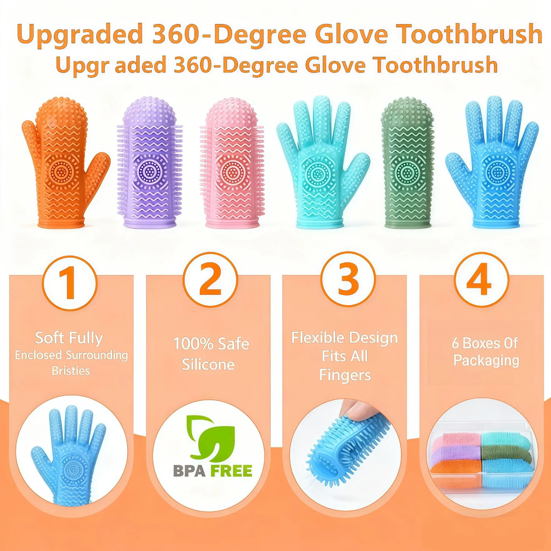 Hot Selling Pet Dog Cat 360 Degree Food Grade Silicone Finger Toothbrush