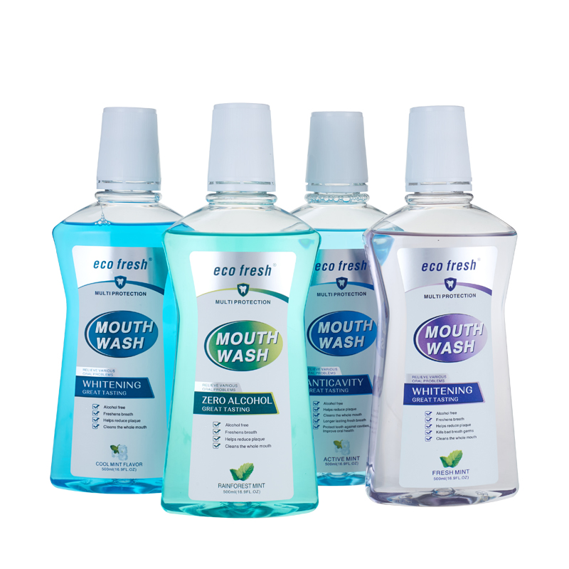 Custom Logo Wholesale 250ml 500ml Teeth Whitening Herbal Fresh Mint Portable Mouthwash for Bad Breath Reduce Plaque