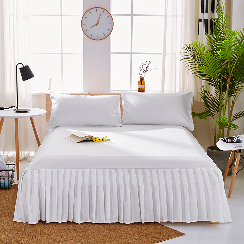 Factory Wrap Around White Bed Skirt with Adjustable Elastic Belt