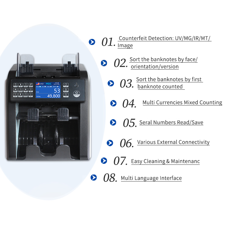 Bill Countrs Money Detector Mulit-Currency Sorter Financial Equipment Money Counter Banknote Counter Cashing Counting Bill Counting Machines