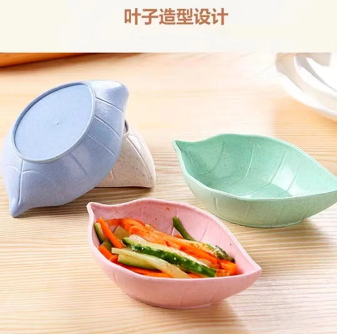 Premium Multifunctional Wheat Leaf-Heart Shaped Seasoning Bowl Small Plate Snack Dish Premium Plastic Plates