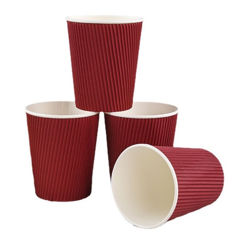 Бумажные стаканчики 8 и 12 унций с рифленой стенкой