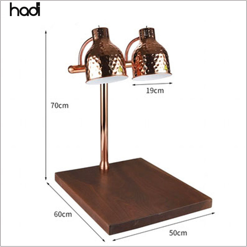 Stainless Steel Carving Station Heating Lamp Double Marble Base Silver Table Lamp Hotel Restaurant Buffet Catering Food Warmer Durable Feature