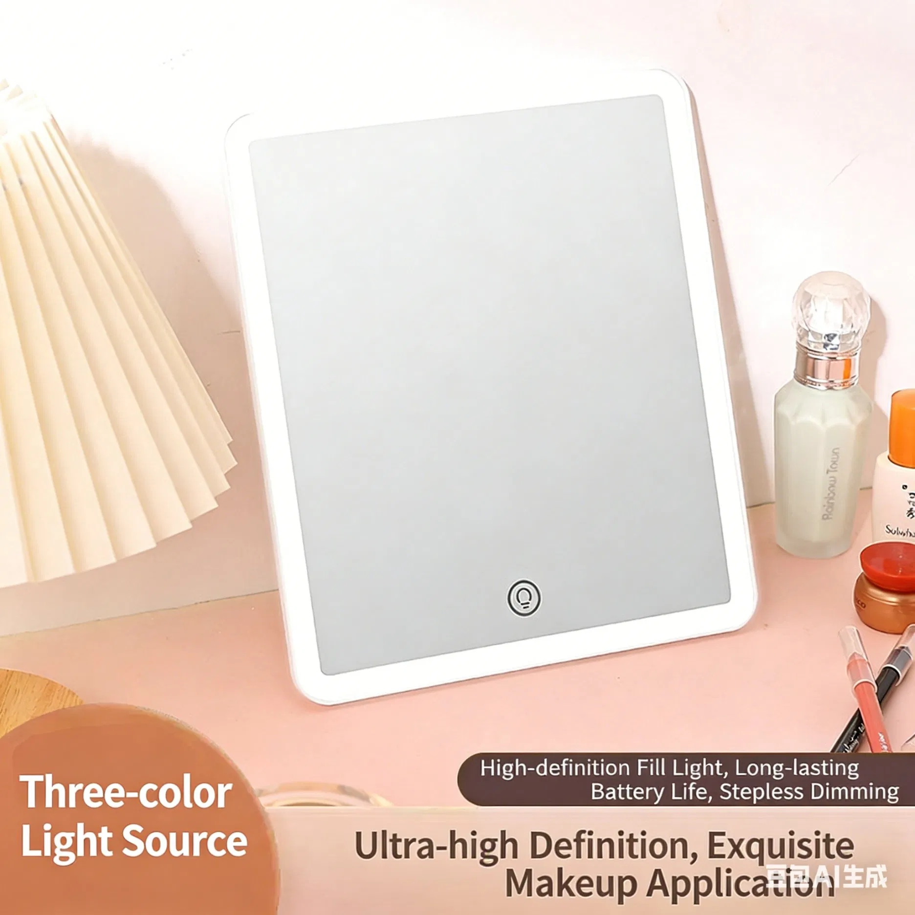 9.5" Portable LED Makeup Mirror with 3-Color Dimmable Light