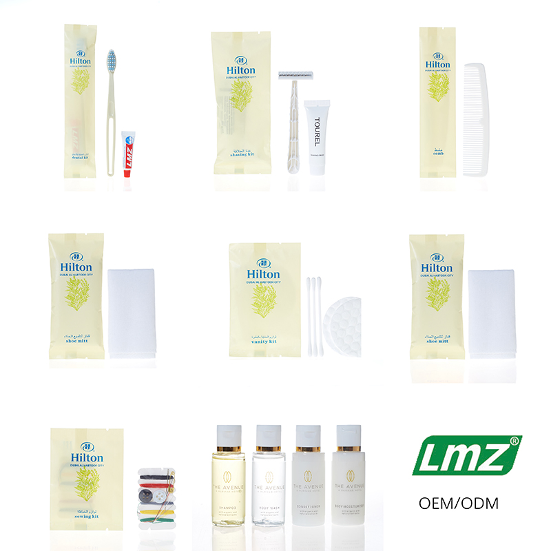 Personalized Custom Logo Disposable Hotel Size Toiletries Set Manufacturers OEM 5 Star Hotel Guest Room Amenity Kit