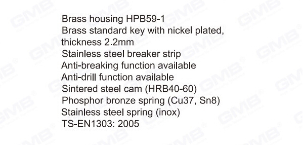 En1303 High Security Profile Brass Door Lock Cylinder (GMB-CY-35)