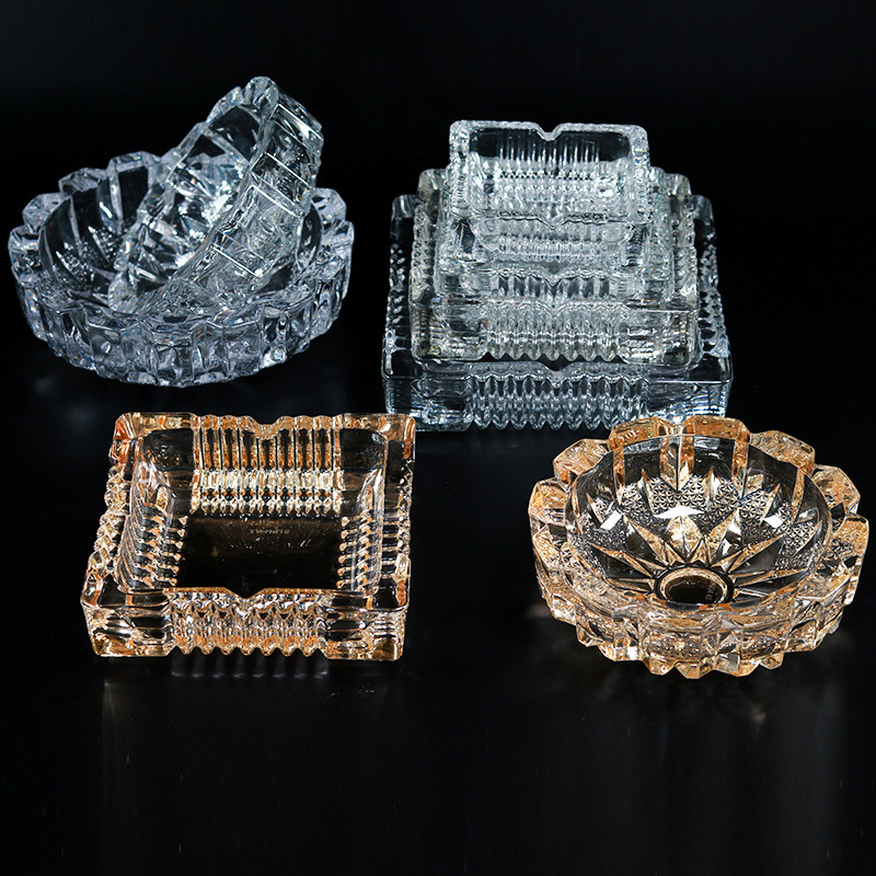 Customized Pocket Cigar Round Ashtrays High Logo Custom Quality Ashtray Glass Ashtray