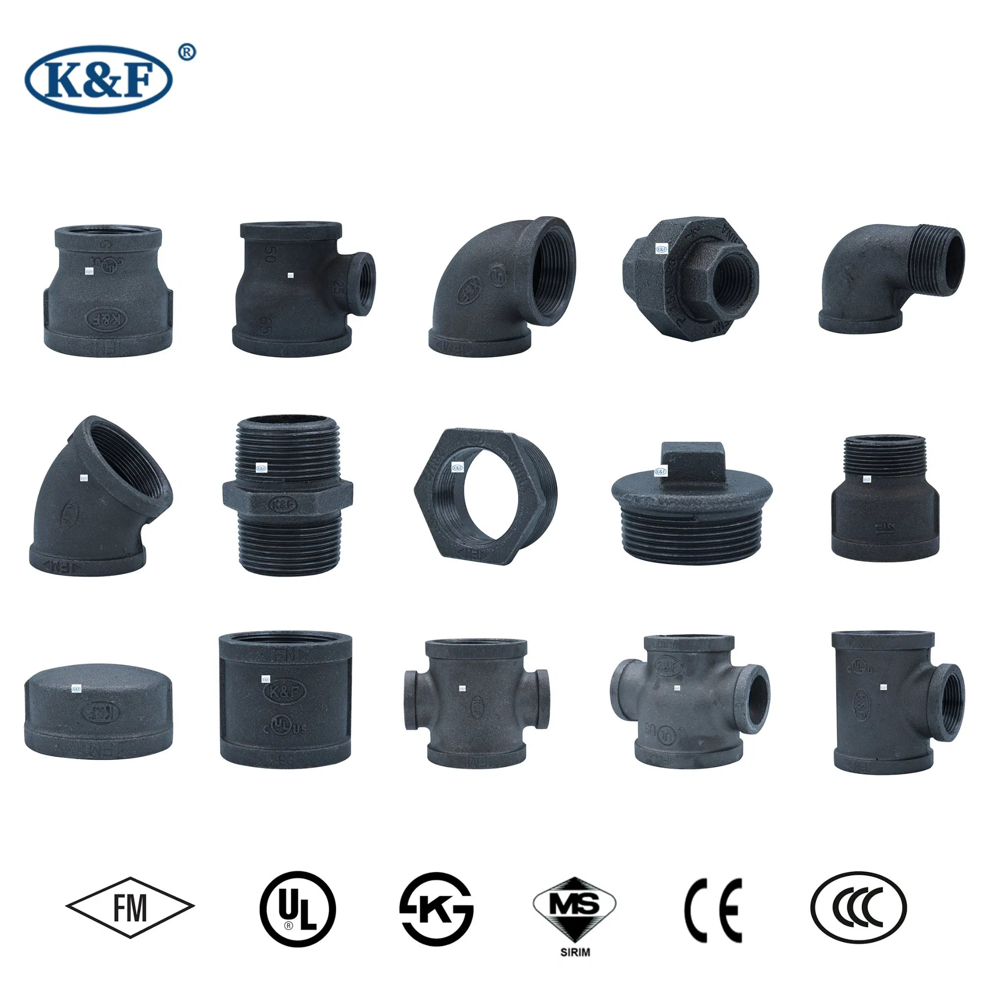 Kanaifu DN25 Malleable Iron Galvanized Pipe Fitting Round Cap with FM UL