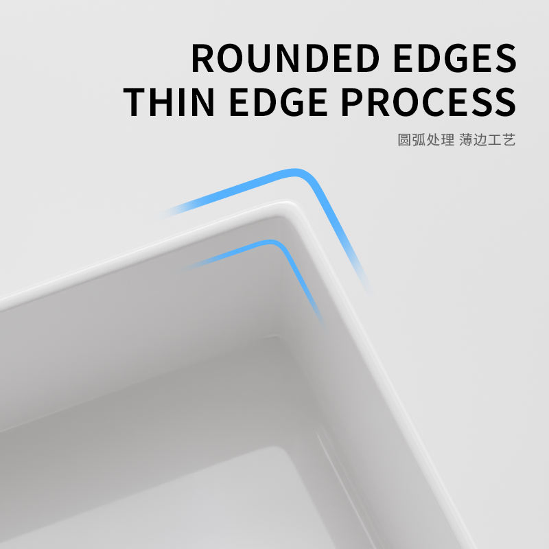 Ceramic Single Basin Square Above-Counter Balcony Sink for Bathroom Washroom for Handwashing Hotel Use Left Right Side Drainage