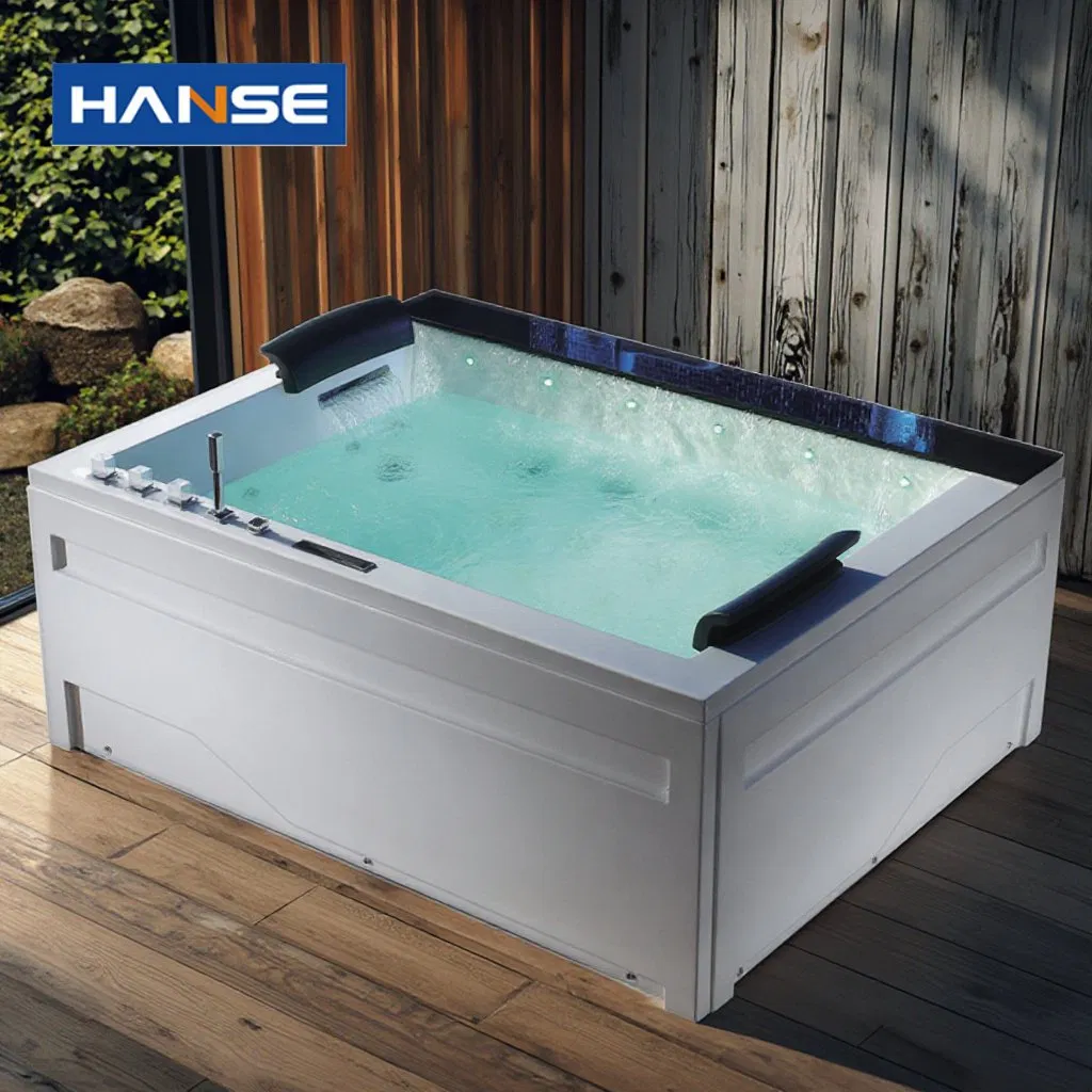 Modern Free Stand with Double Glass Sides Bathtub Hydromassage