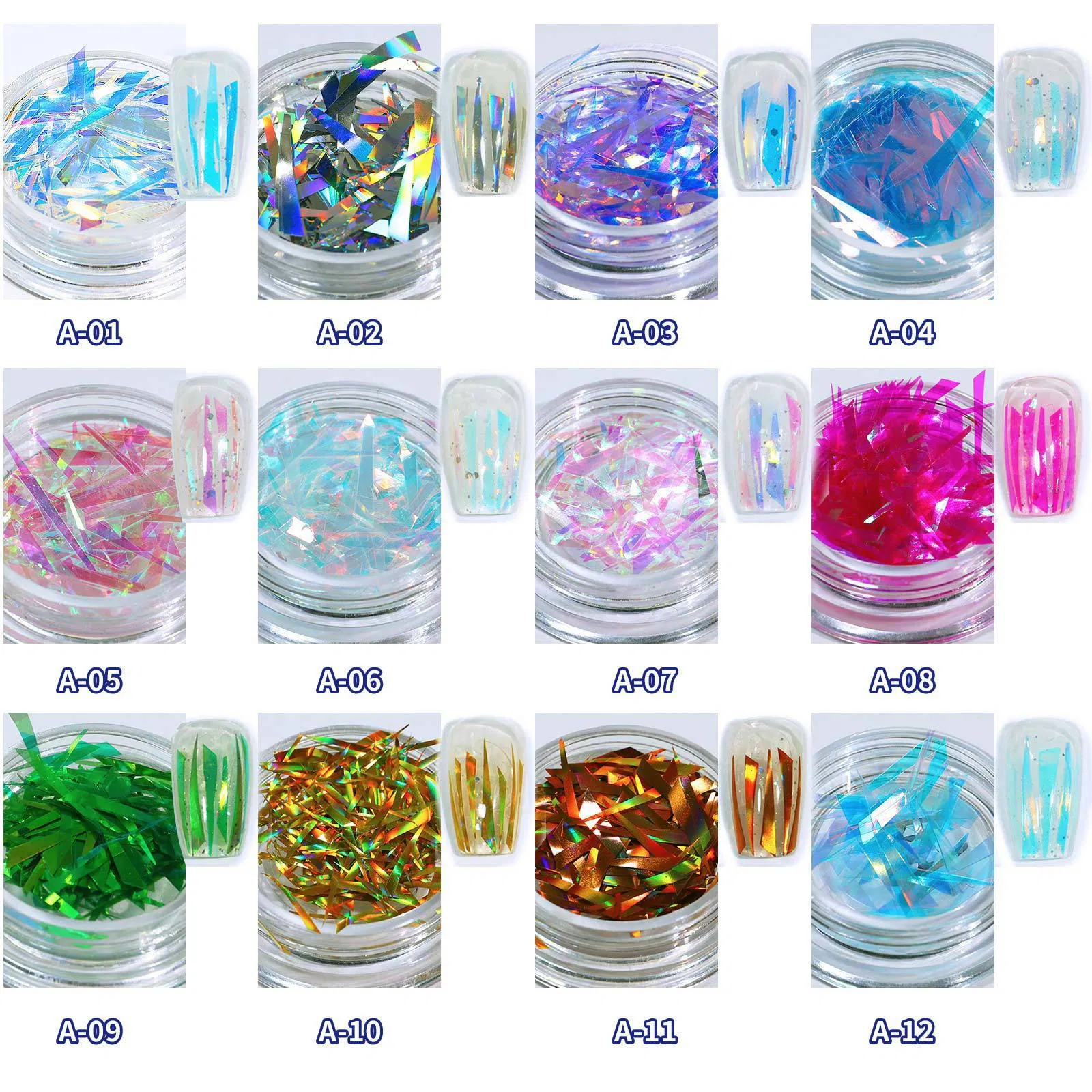 Wholesale Beauty Aurora Genie Shard Irregular Cellophane Japanese Laser Stickers Nail Decoration