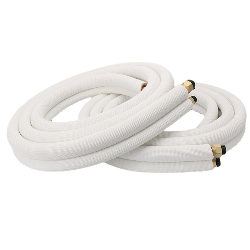 1/4+3/8 Air Conditioner Spare Parts HVAC Insulated Rubber Lineset Insulation Fittings Coil Line Set Connecting Alumnium Tube Mini Split AC Copper Pipe