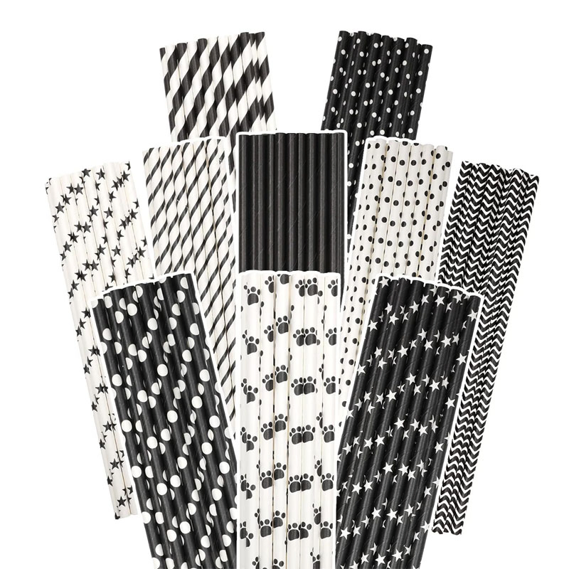 Customize 6 8 10 12mm Colored Disposable Compostable Straight Biodegradable Paper Straws with Paper Wrap