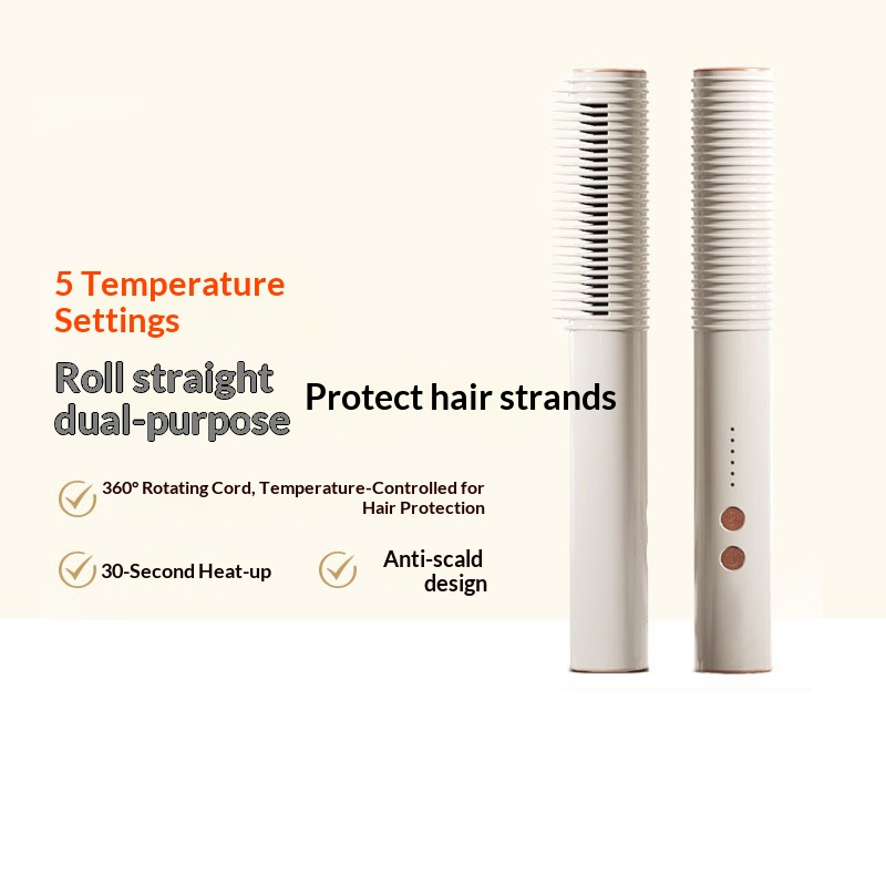 Hair Straightener Brush Thermal Brush Curling Brush Straightening Brush for Women with 5 Temps Hot Comb