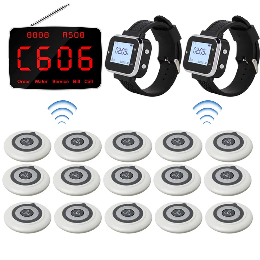 Wireless Call System Ctm368 Ctt19 Transmission Range Watch Pager for Restaurant