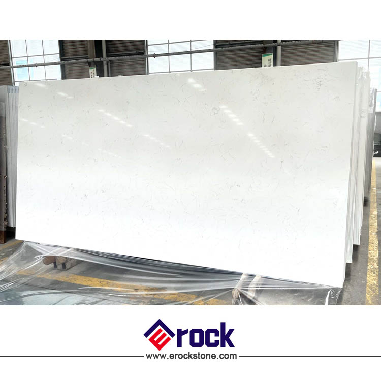 White Bianco Carrara Marble Polished Artificial Quartz Stone for Countertops