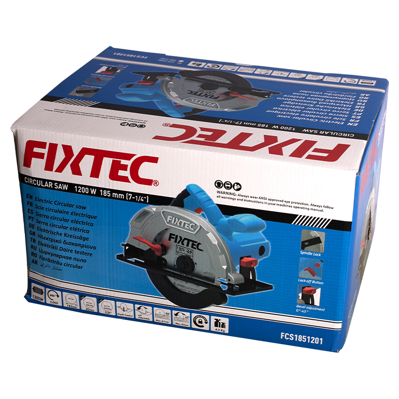Fixtec Power Saws Industrial 1200W 185mm Mini Electric Circular Saw Guide Track Machine with VDE Plug