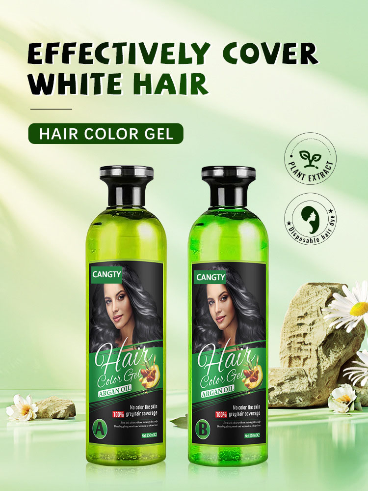 Wholesale High Quality Professional Green Gel 250ml 2set Professional Natural Black Dye Hair Color Shampoo