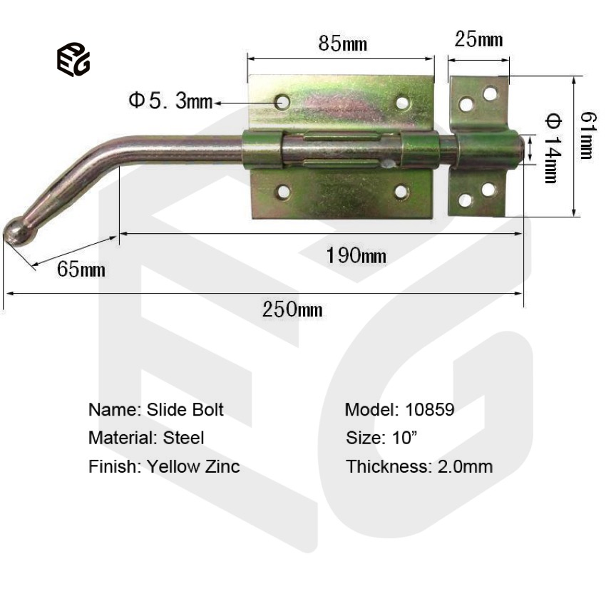 16" Industrial Slide Bolt for Warehouse Roll-up Doors & Container Gates, Corrosion-Resistant Bolt