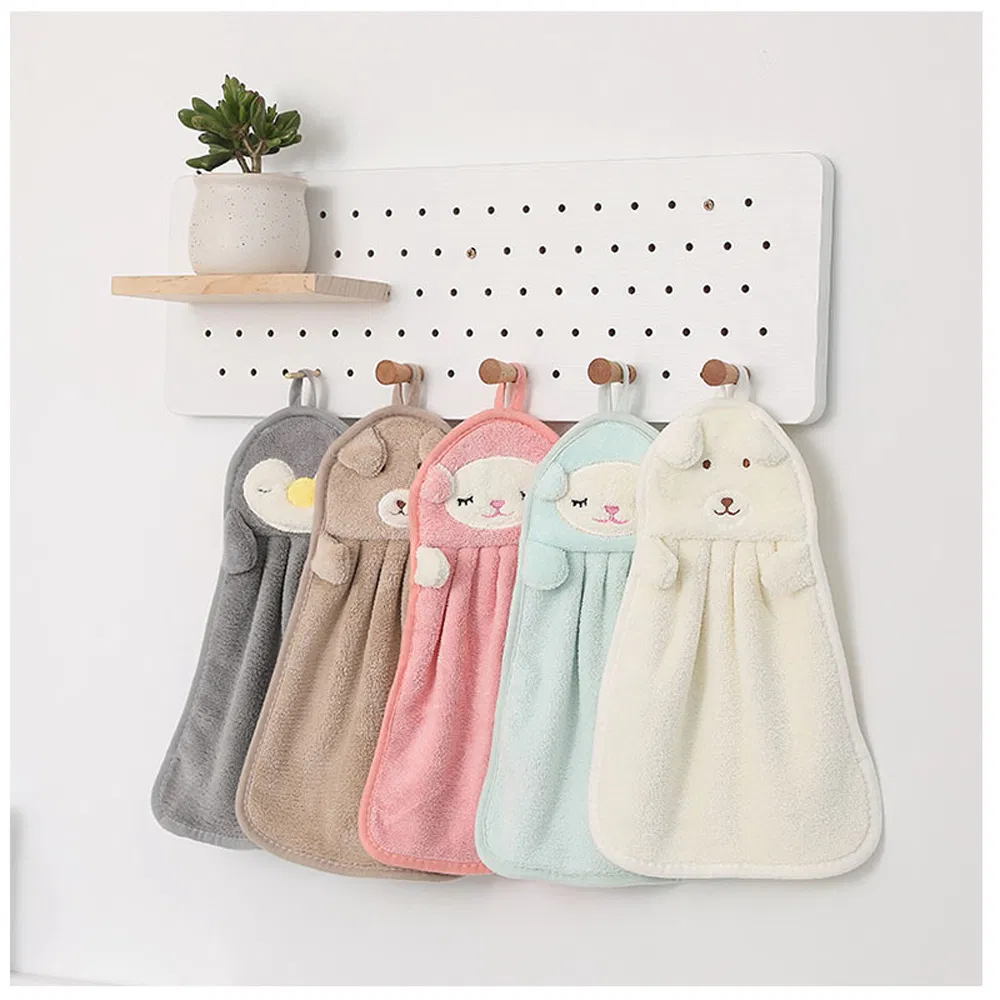 Kitchen Hand Towel Hanging Coral Fleece Absorbent Rag Towel
