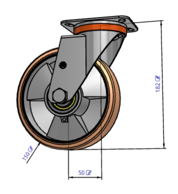 Yikong Tr 150mm Polyurethane Trolley Caster Wheel 220kg Capacity for Agv AMR