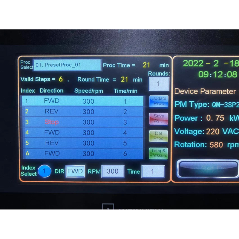 Планетарная шаровая мельница QM-3SP4 с сенсорным экраном