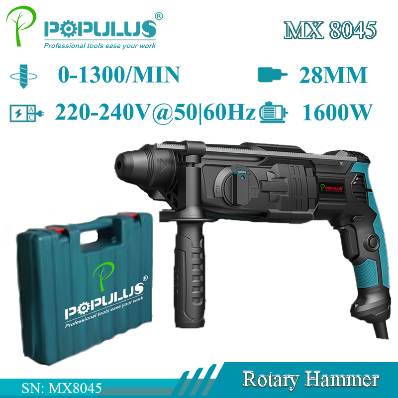 Populus New Arrival Industrial Quality Rotary Hammer Power Tools 1600W Electric Hammer for Brazilian Market