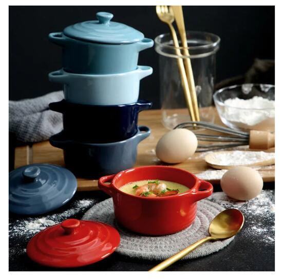 Керамическая супница с ручкой, черная