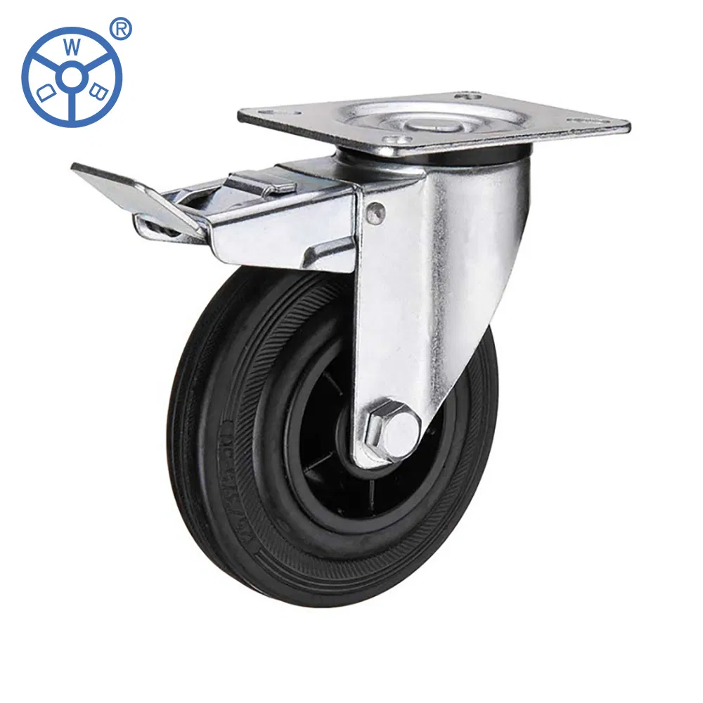 Wbd 100mm 125mm Swivel European Type Medium Duty Black Rubber Caster