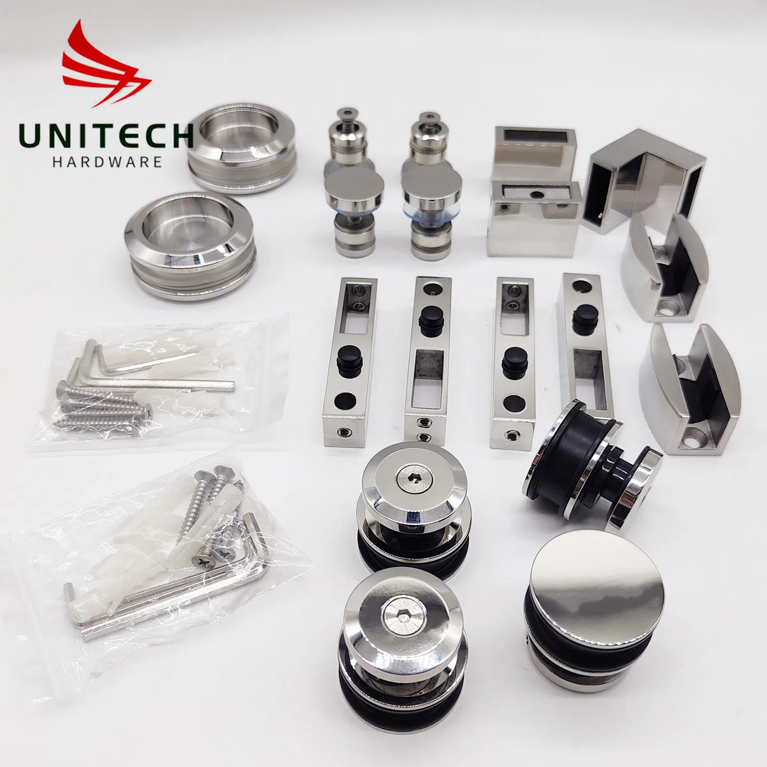 Premium Stainless Steel 304 Double Glass Shower Door Roller Set