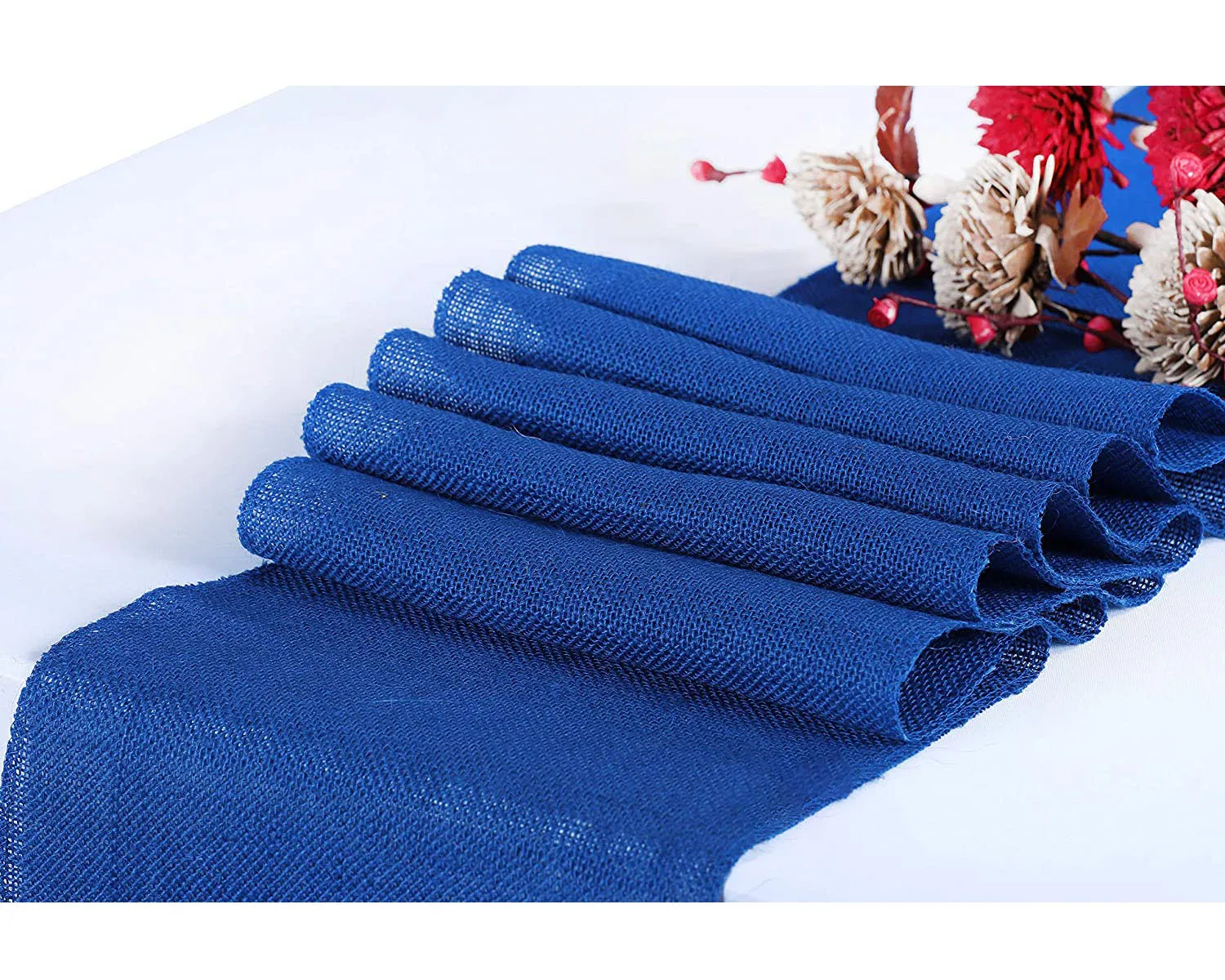 Royal Blue Home Decor Jute Burlap Table Runner