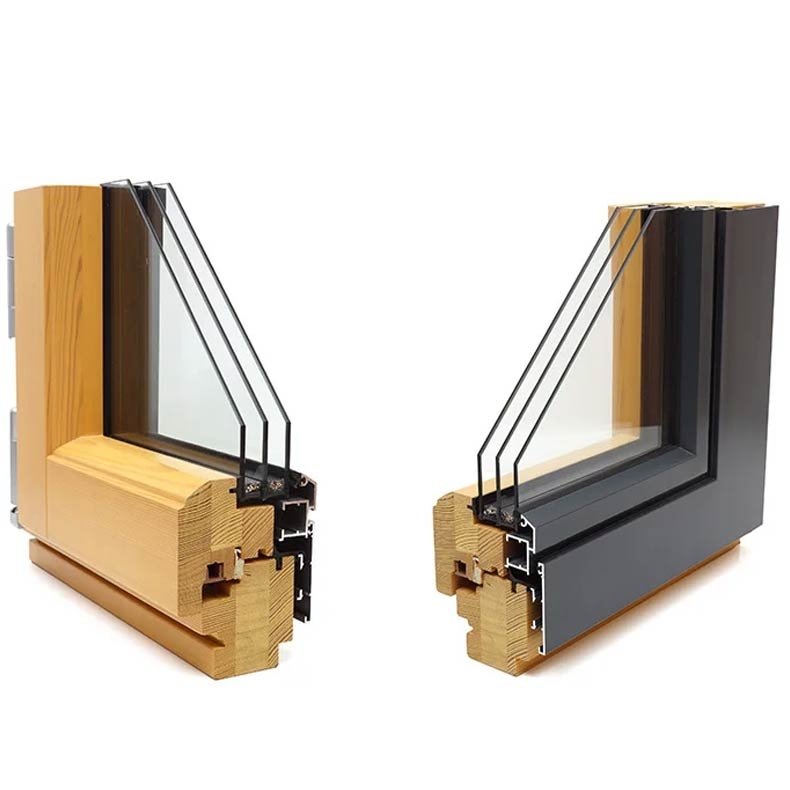 Aluminium Wood Wooden Casement Glass Window with Folding Mosquito Screen Bedroom Livingroom