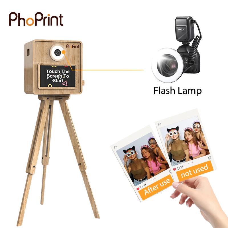 Portable Party Photo Booth Instant Print Vintage Wedding Wooden DSLR Photo Booth