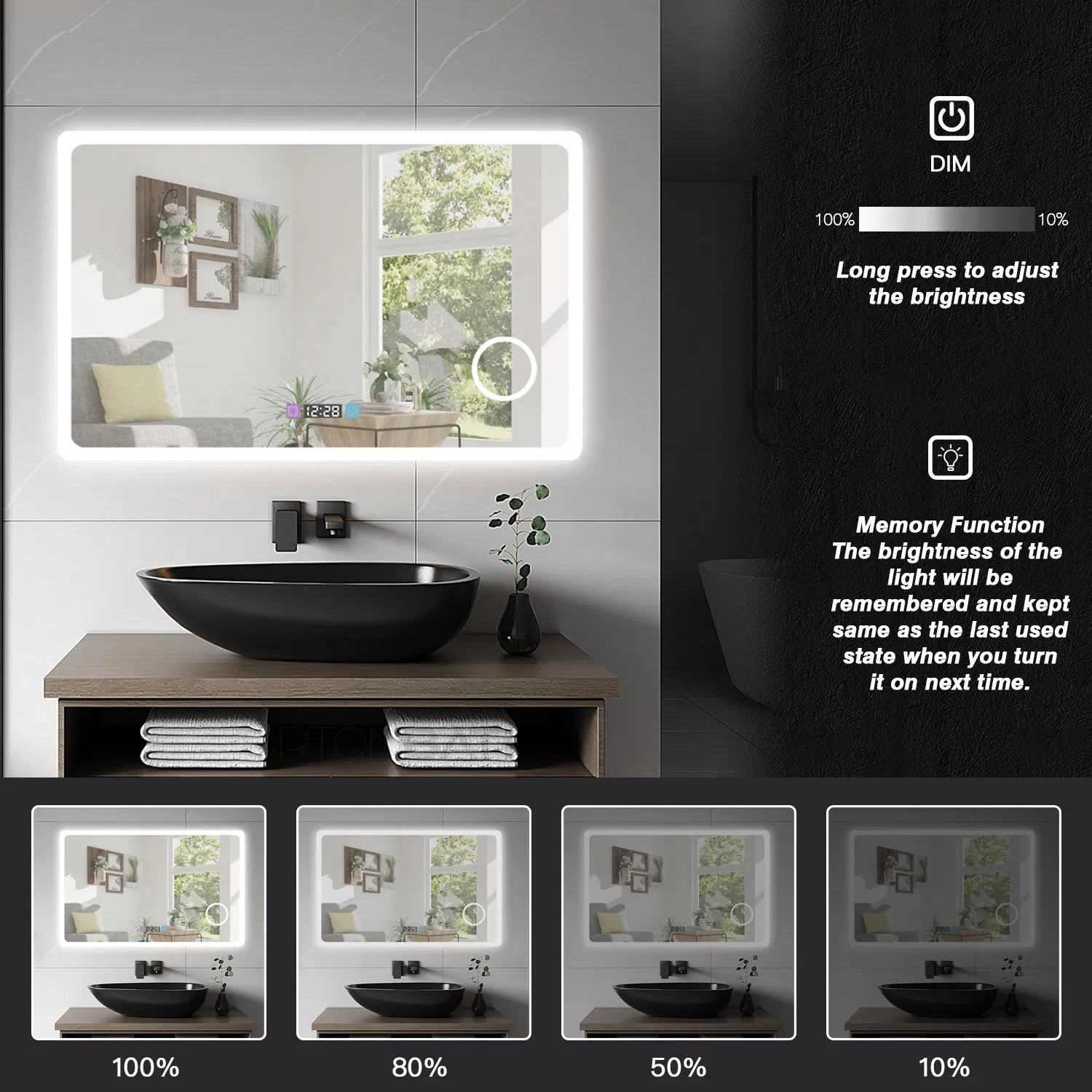 Умное зеркало Ortonbath с подсветкой и антизапотеванием