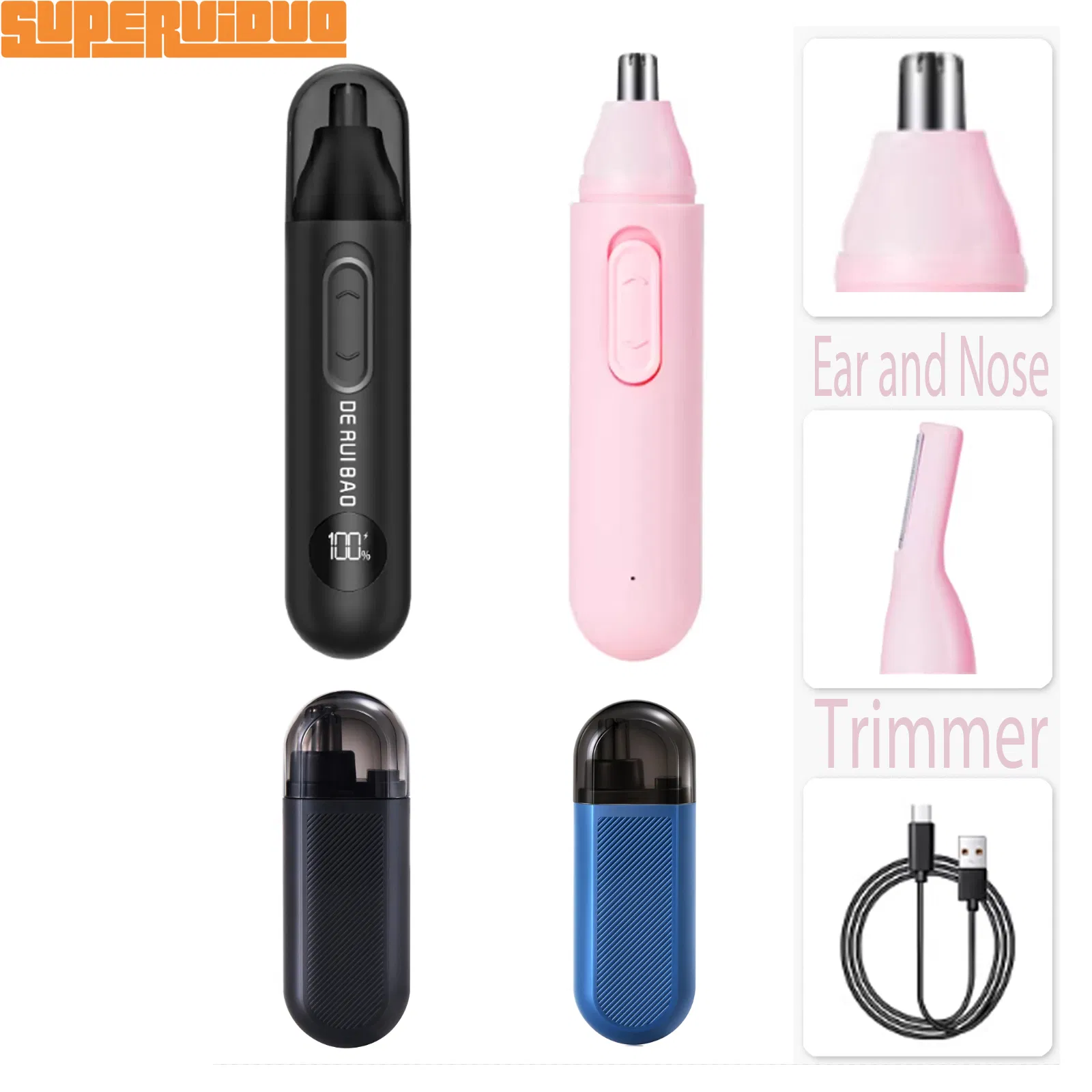 Multi-Functional LCD Power Display Ear and Nose Trimmer