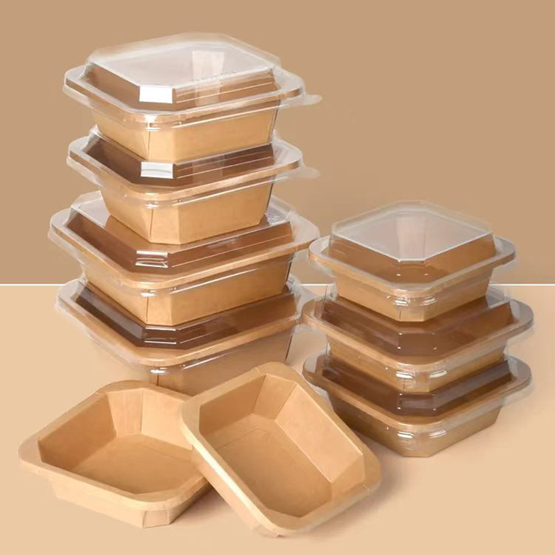 Customized Kraft Paper Togo Boxes Square Paper Food Container