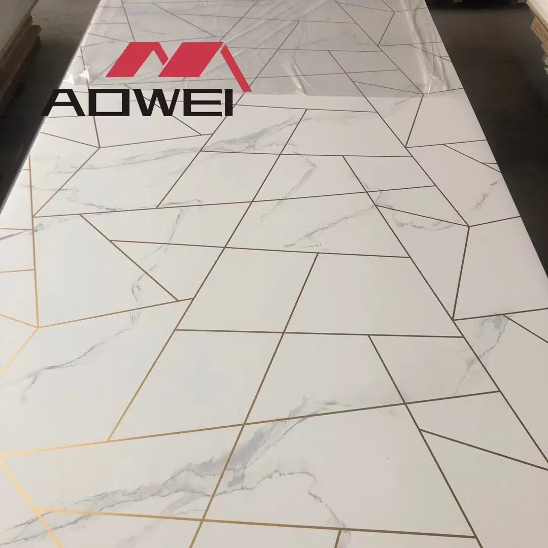 Modern White and Black Patterned PVC Wall Panels for TV Cabinets