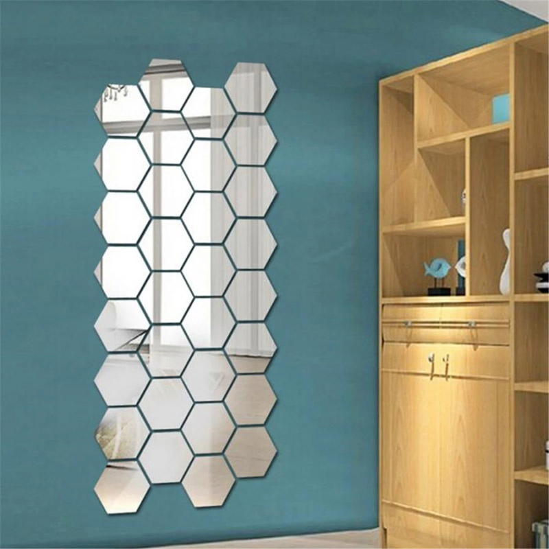 Crystal Glass Mosaic Tile Beveled Adhesive Glass Mirror Tile Decorative Diamond Spell Wall Mirror