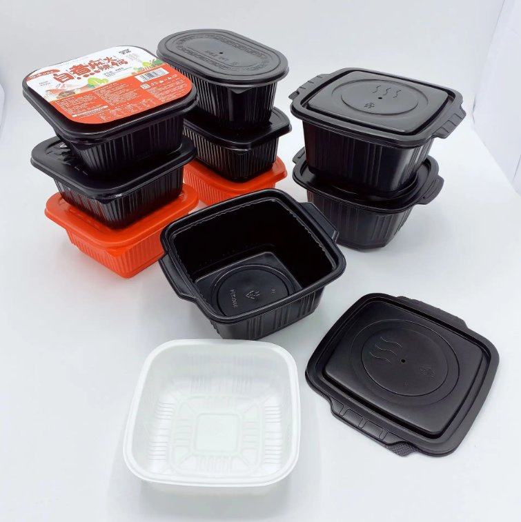 Customized Plastic Hot Pot Food Grade Disposable Self-Heating Lunch Box with Cover