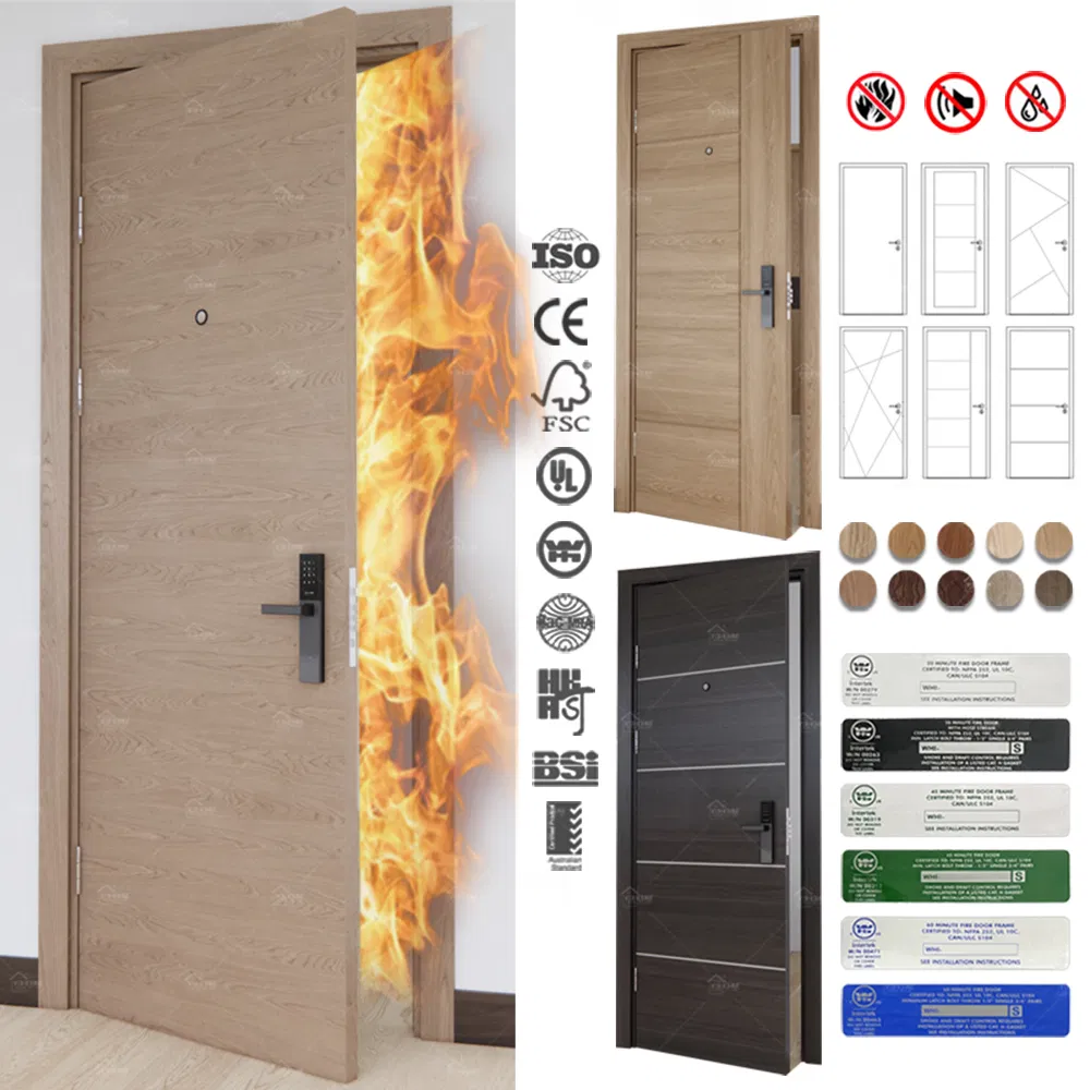 China Top Factory Custom UL/En/BS/as Certified List Hotel Fire Proof Doors for Hotel Room Wooden Fire Rated Doors Hotel Fireproof Doors Wood Fire Doors
