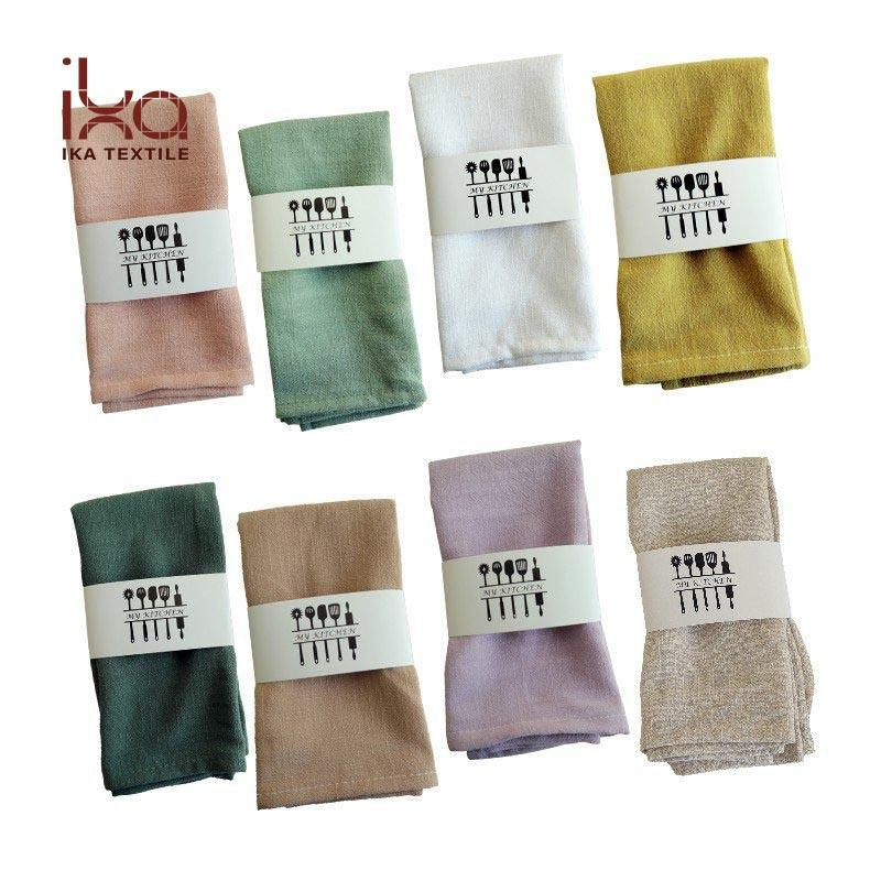 White Blue Black Green Color Hotel Living Room Home Fabric Wedding Decoration Party Natural Personalized Custom Dinner Printed Cotton Linen Napkins
