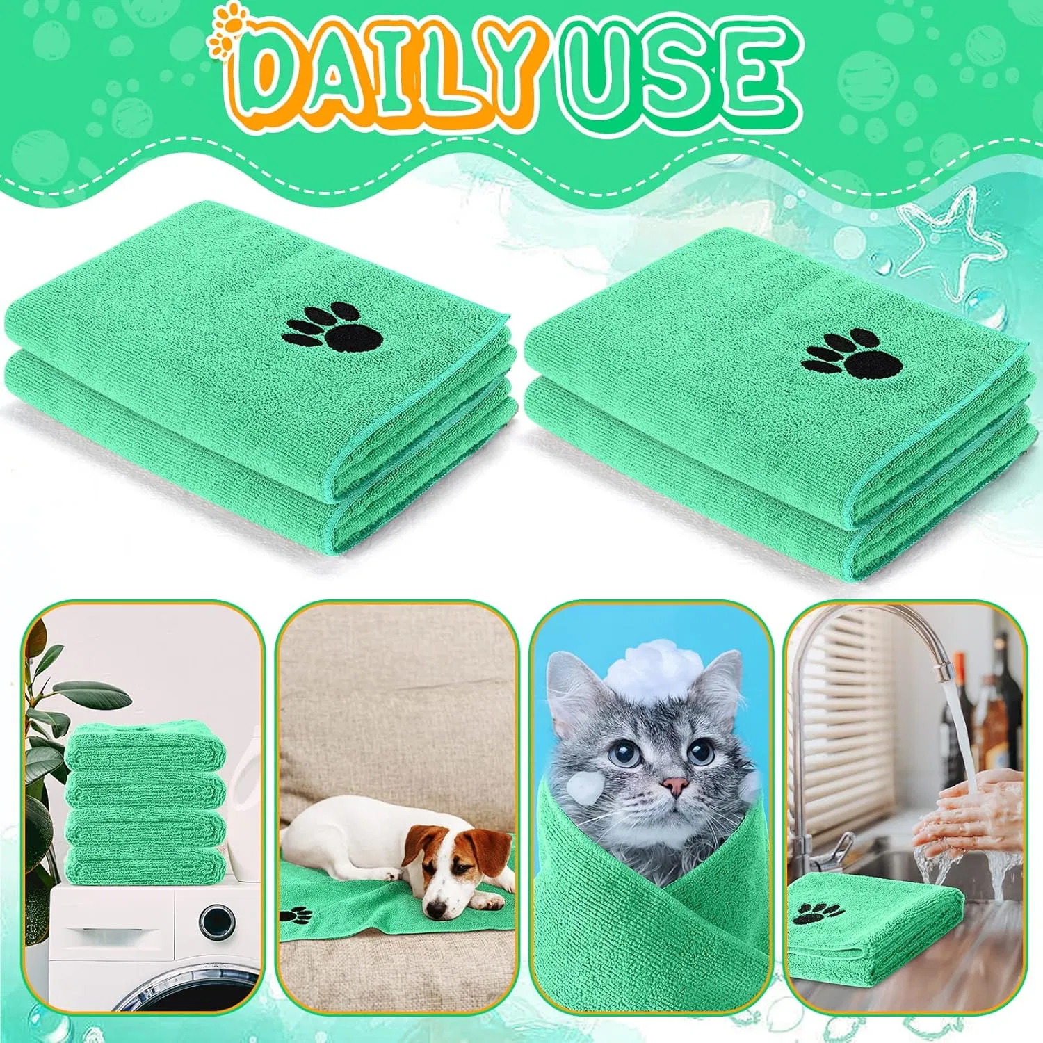 Customized Large Soft Super Absorbent Microfiber Grooming Quick Drying Pet Dog Towel Bath