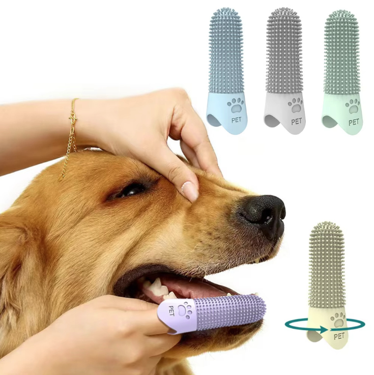 Direct Washable Reusable Gentle on Gums Deep Cleans Tongue Grade Silicone Pet Teeth Cleaning Finger Brush