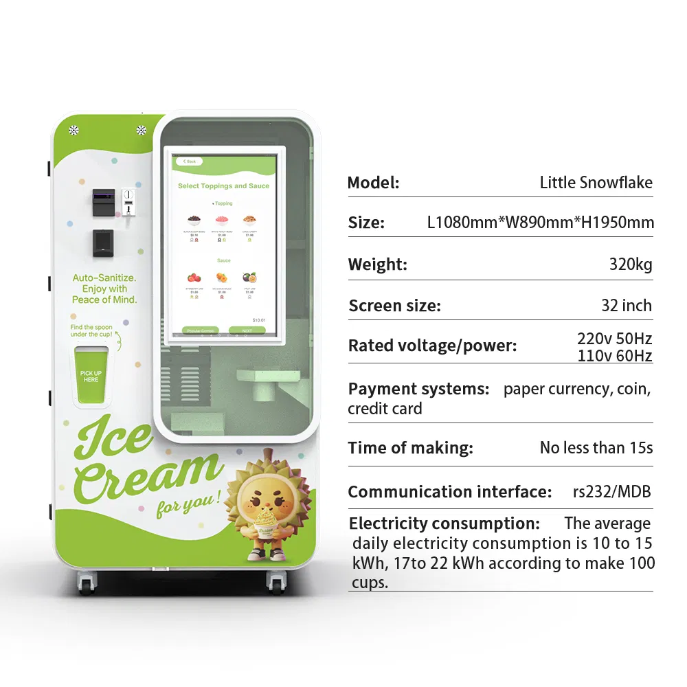 Express Checkout Ice Cream Vending Machine for Busy Train Station