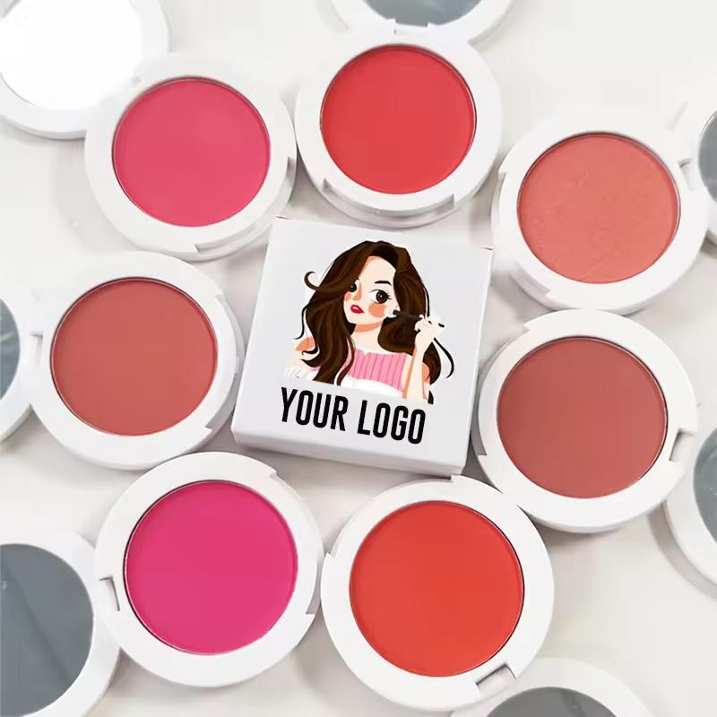 Private Label Cosmetic Pressed Makeup Blusher Pallette Long Lasting Vegan Blush Palette