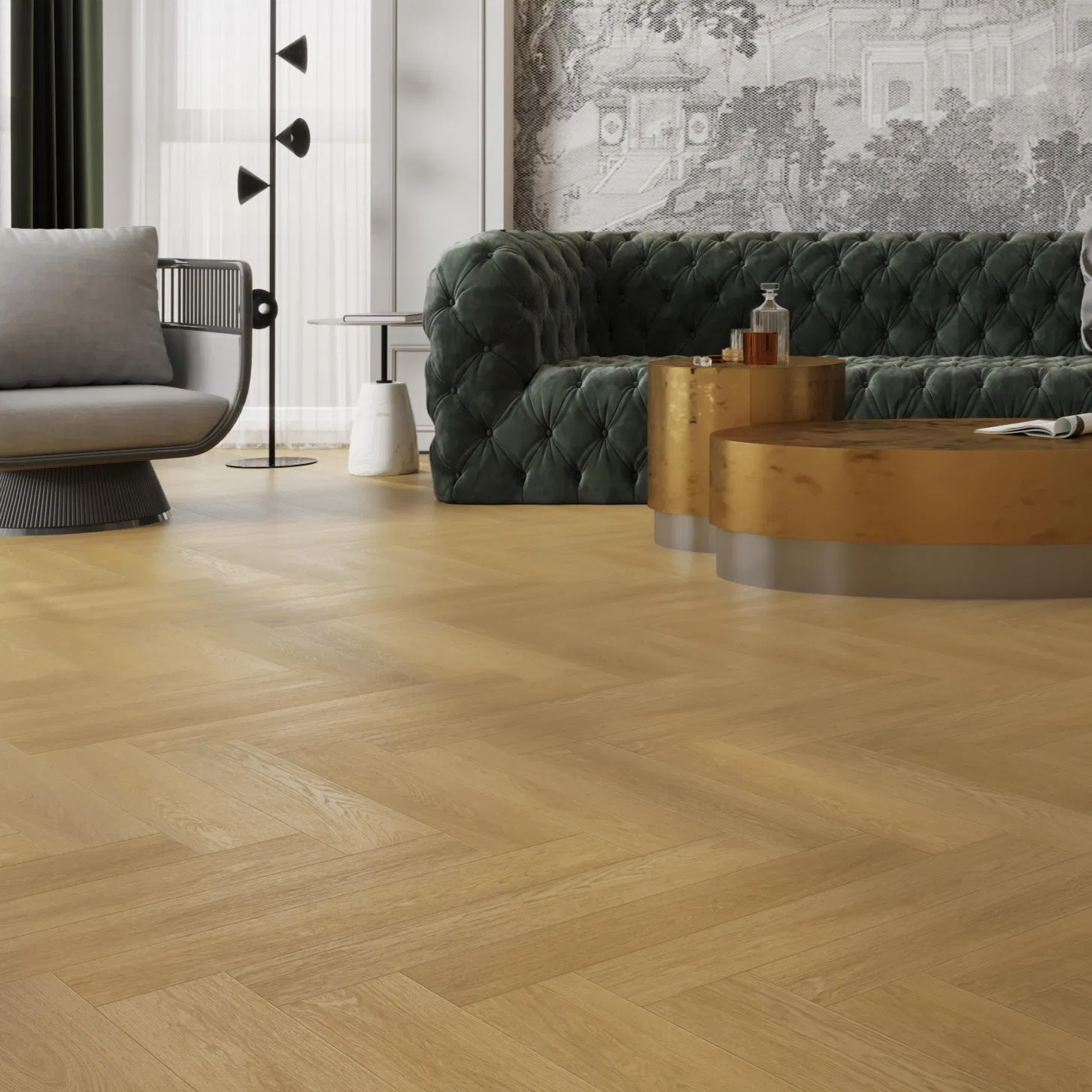 Плитка SPC пол "Ёлочка", 5 мм, влагостойкая