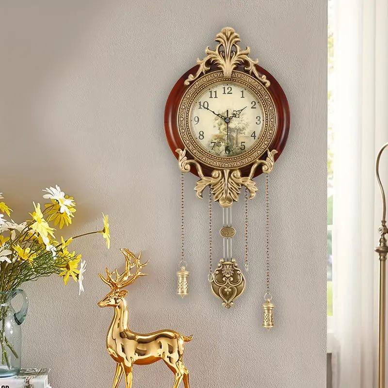 Wholesale Wood Wall Clock Aero Snail Battery Swinging Pendulum Antique Style Clocks Home Decor