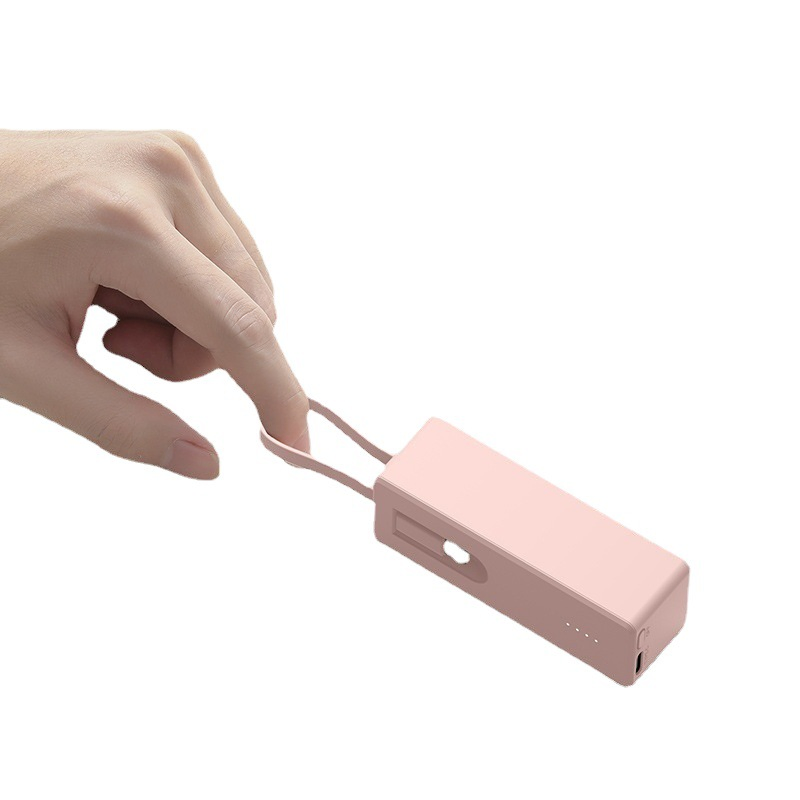 Customized Logo Mini 5000mAh Lithium Ion Battery Powebank Supporting 22.5W Max Output Storage Battery with Built-in Cables Power Bank Lithium Battery