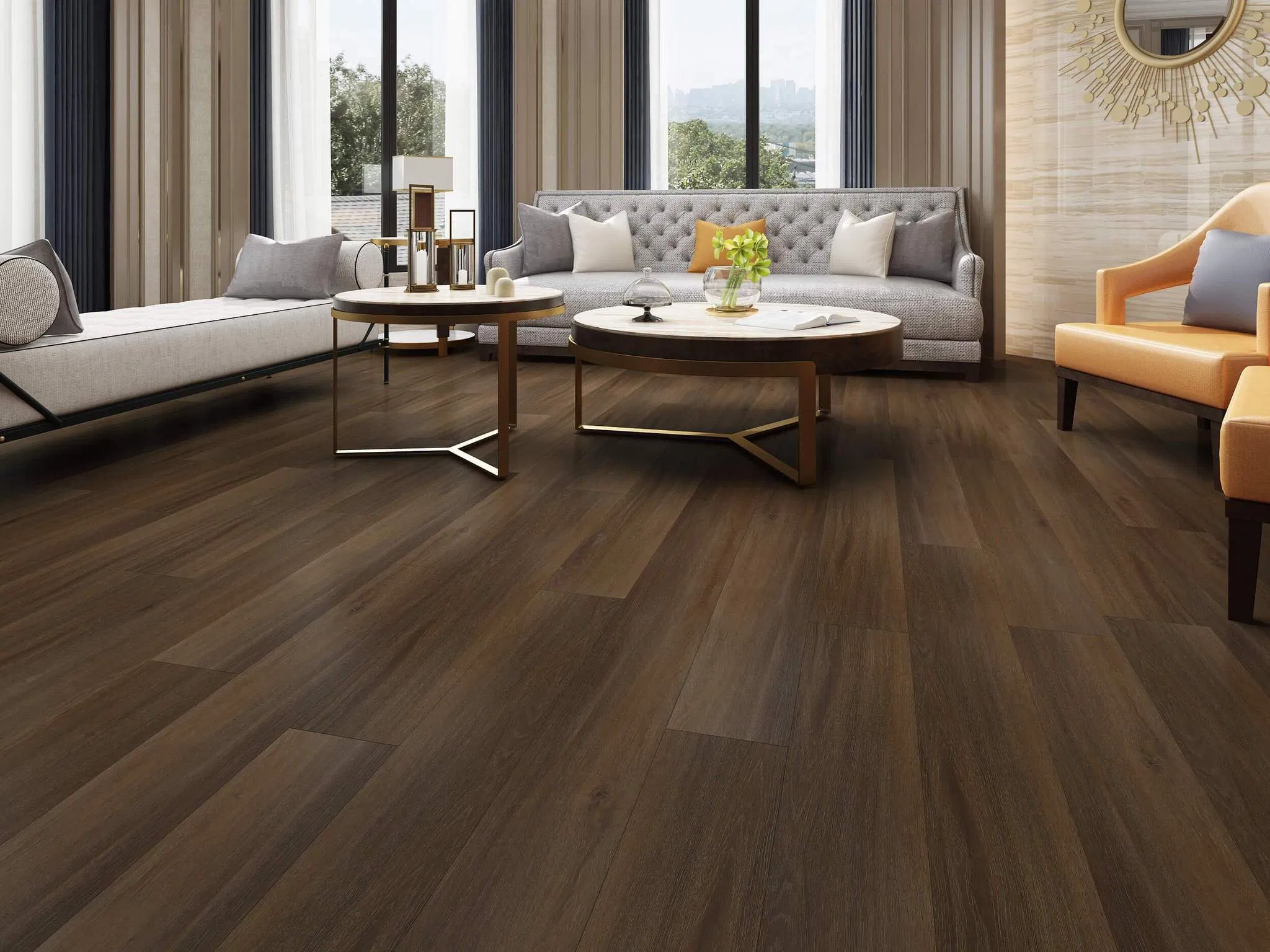 Home Decor Decoration Material Vinyl Stone/ Wood/ Marble Grain Antiskid Rvp Spc Floor Flooring Tile 7mm 184*1220mm